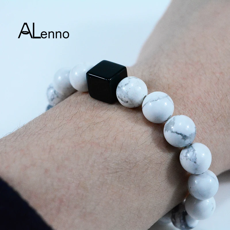 ALenno 10 мм уникальный Diy ручной работы натуральный белый Pattren камень бисера Strand