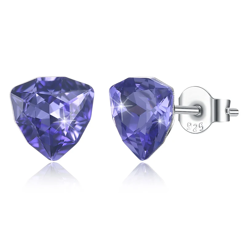 Серьги-гвоздики LEKANI с кристаллами Swarovski 925 геометрические серьги-гвоздики с кристаллами семи цветов женские ювелирные изделия из бутика с ромбовидным узором - Цвет камня: SVE295-B