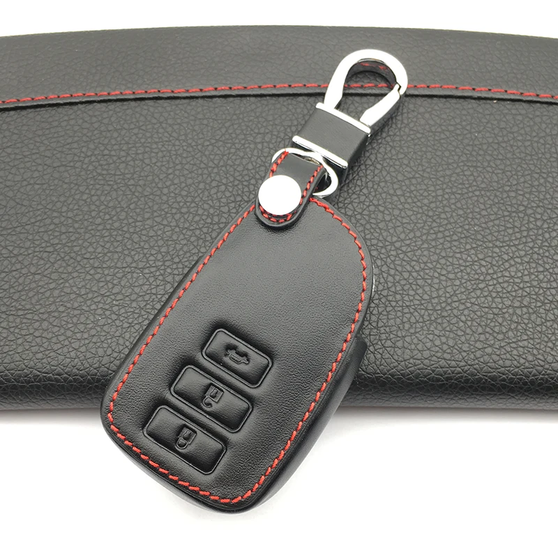 

High Quality Genuine Leather Case Cover For Toyota Camry Avalon rav4 for Highlander Land Cruiser Car Key Case 3 Button Key Shell