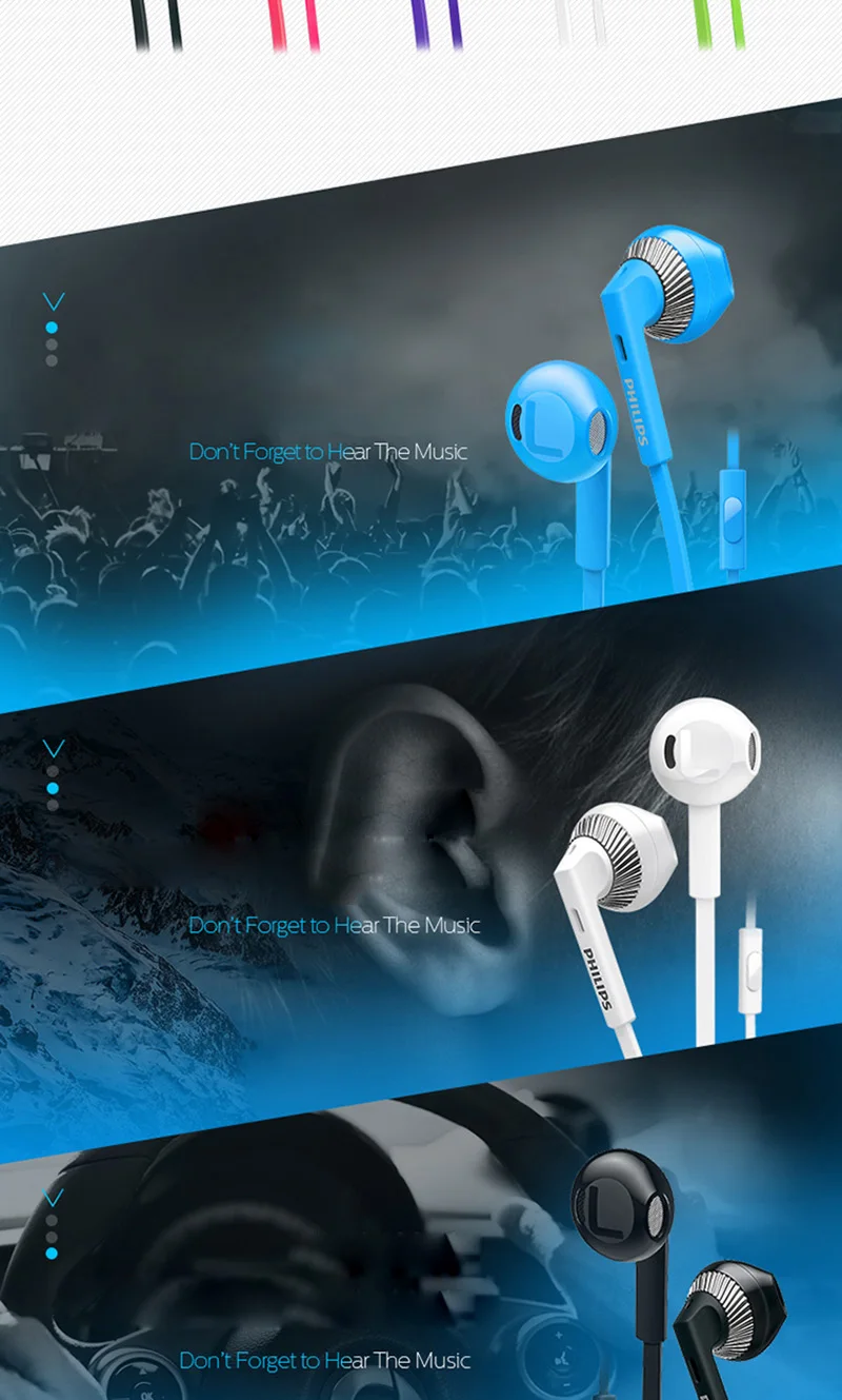 Оригинальные Проводные Наушники Philips SHE3205, высококачественные звуковые наушники с микрофоном для компьютера, поддержка Xiaomi, официальный тест