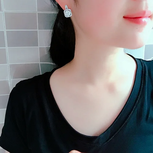 OL стильные роскошные квадратные Австрийские Прозрачные Серьги с кубическим цирконием для женщин, модные вечерние элегантные свадебные серьги-гвоздики, ювелирные изделия E175