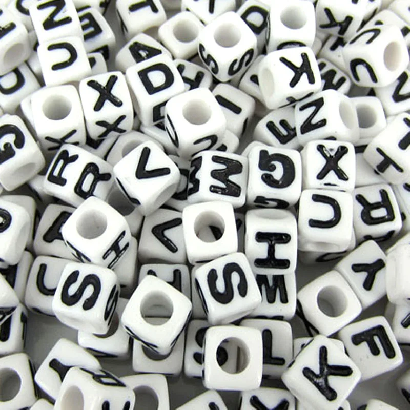 300 шт. Квадратные бусины с буквами алфавита/буквы акриловые разделители 7 мм для
