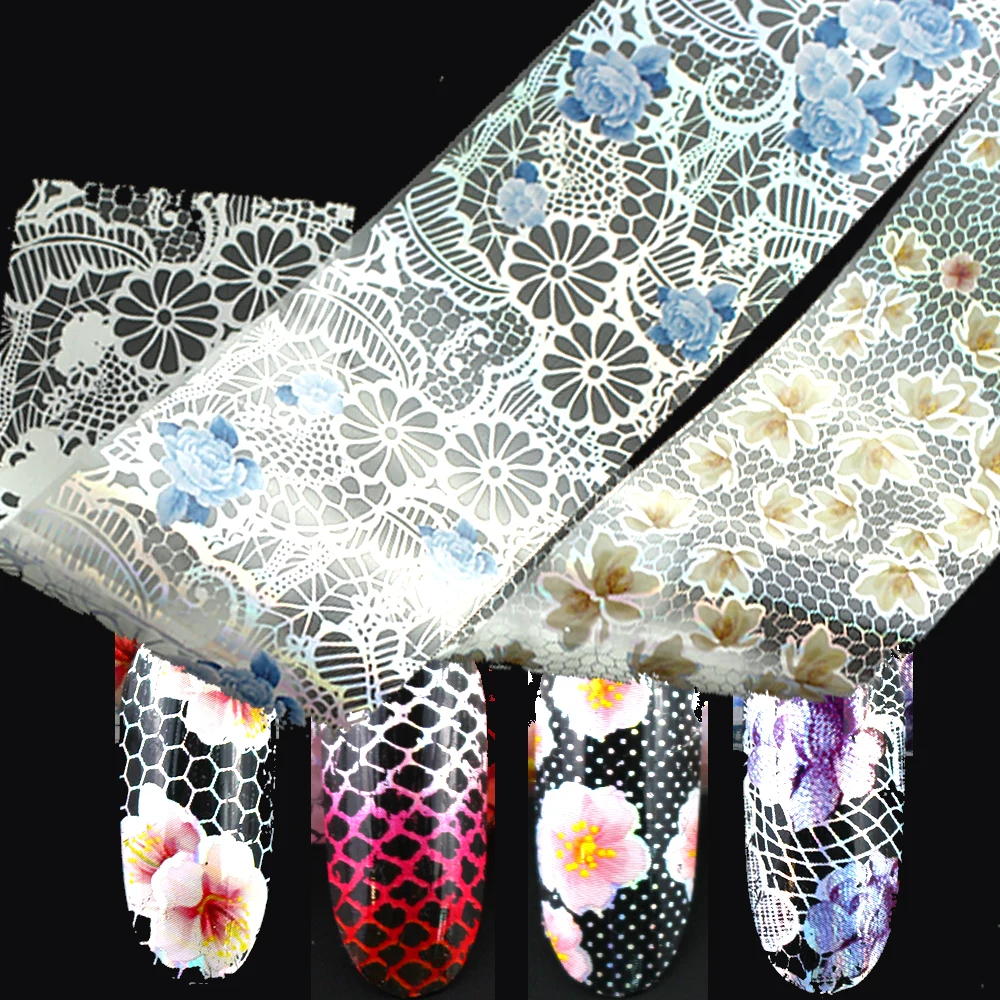 16 шт./компл. переводная Фольга для дизайна ногтей лазерная наклейка блестящие