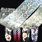 16 шт.компл. переводная Фольга для дизайна ногтей, лазерная наклейка, блестящие радужные цветные цветы, смешанные дизайны, голографические Звездные бумажные наклейки для ногтей