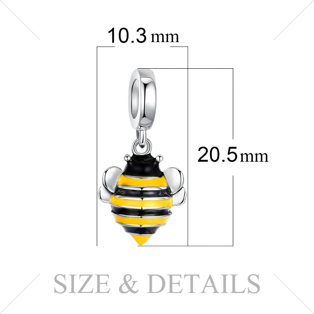 JewelryPalace Black And Yellow Enamel Bumble Bee Bead Charm Fit Bracelets Pendant Baking Finish Animals Not Include A Chain | Украшения и