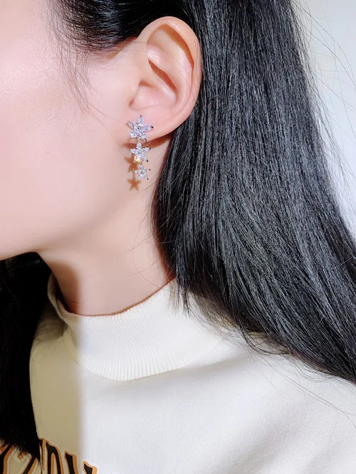 NAWEILY Romantic Flower Crystal Earrings For Women New Fashion Shining Dangle Earring Wedding | Украшения и аксессуары