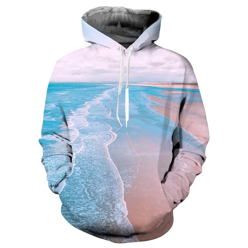 Синяя морская вода толстовки Мода Мужчины/Женщины 3d принт Пляж пейзаж Толстовка