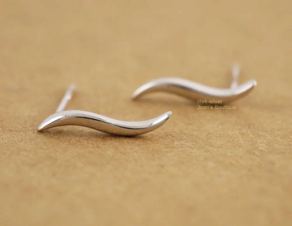 925 пробы серебряные волнистые серьги гвоздики A1318|crawler earrings|925 sterlingearrings earring |