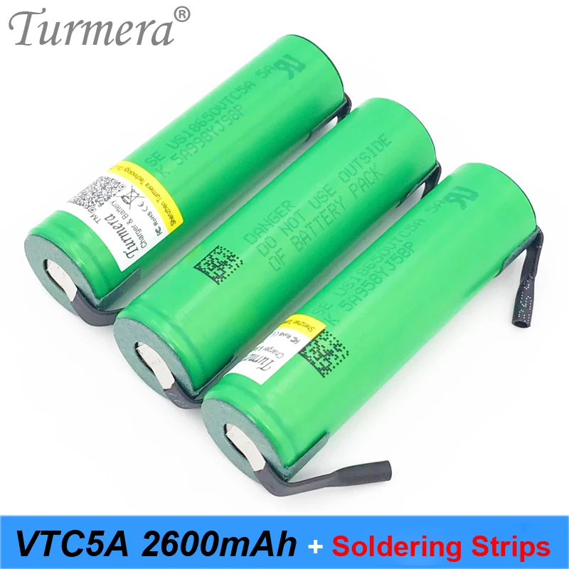 Turmera 18650 vtc5a US18650VTC5A 2600 мАч 35 Ампер 18650 сварочная лента паяльная батарея для отвертки