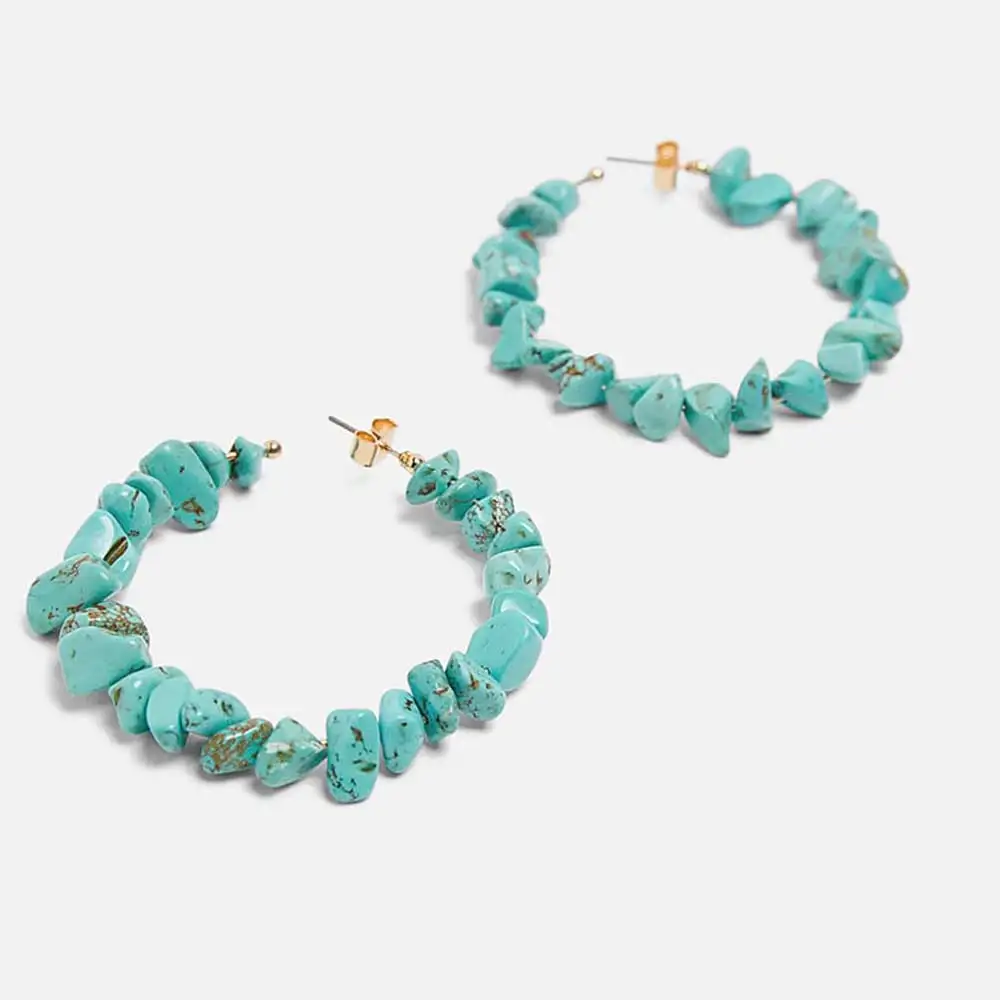 4366 JUST FEEL Boho, Цветные Висячие серьги из натурального камня для женщин, вечерние панковские этнические серьги с подвеской, свадебные ювелирные изделия - Окраска металла: 4366