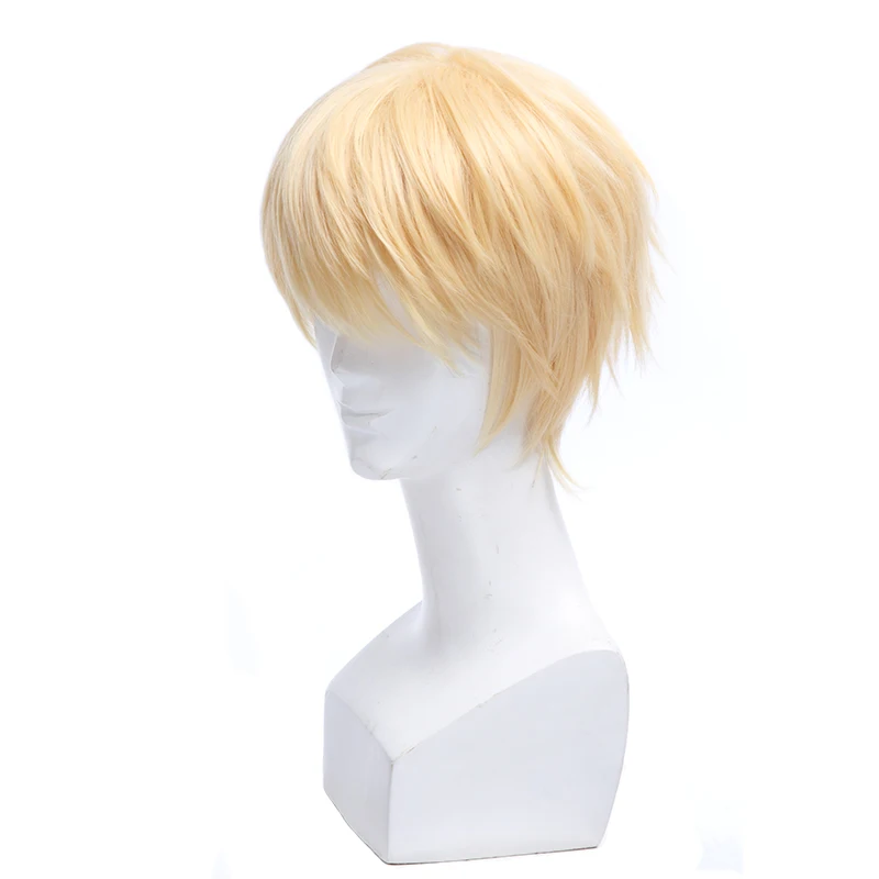 L-email wig Synthetic Hair Seraph of the end Mikaela Hyakuya Cosplay Wigs Blonde Short Straight Men Heat Resistant Cosplay Wig