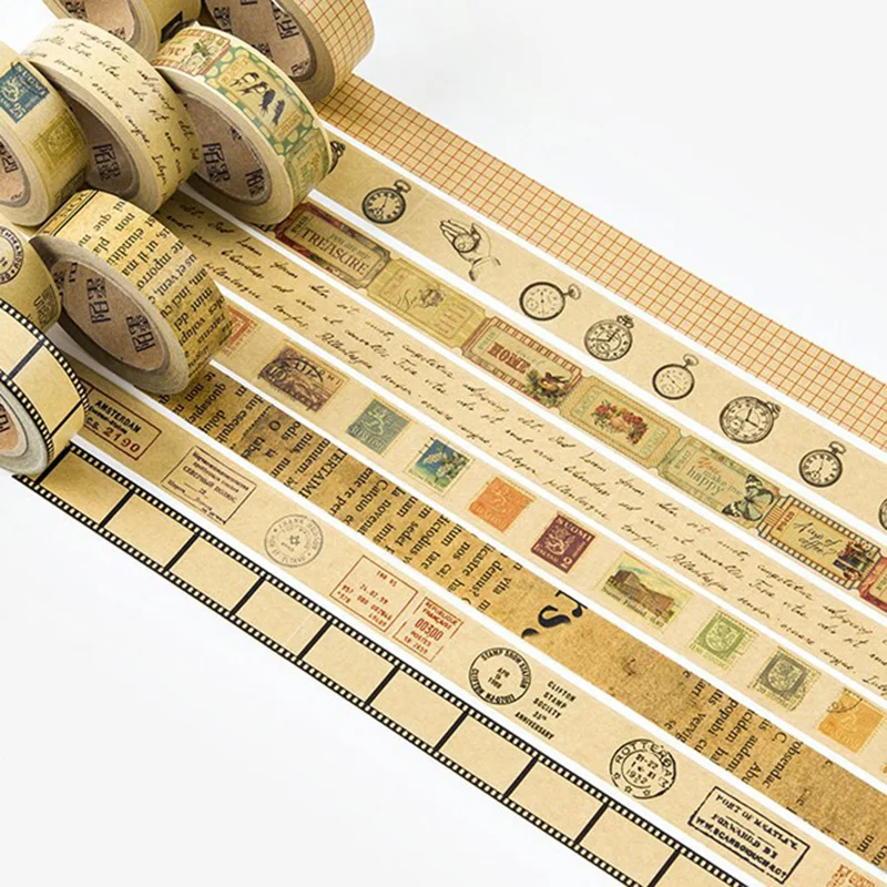 2 шт./партия Ретро Серия Крафт Бумага васи лента декоративная бумага для