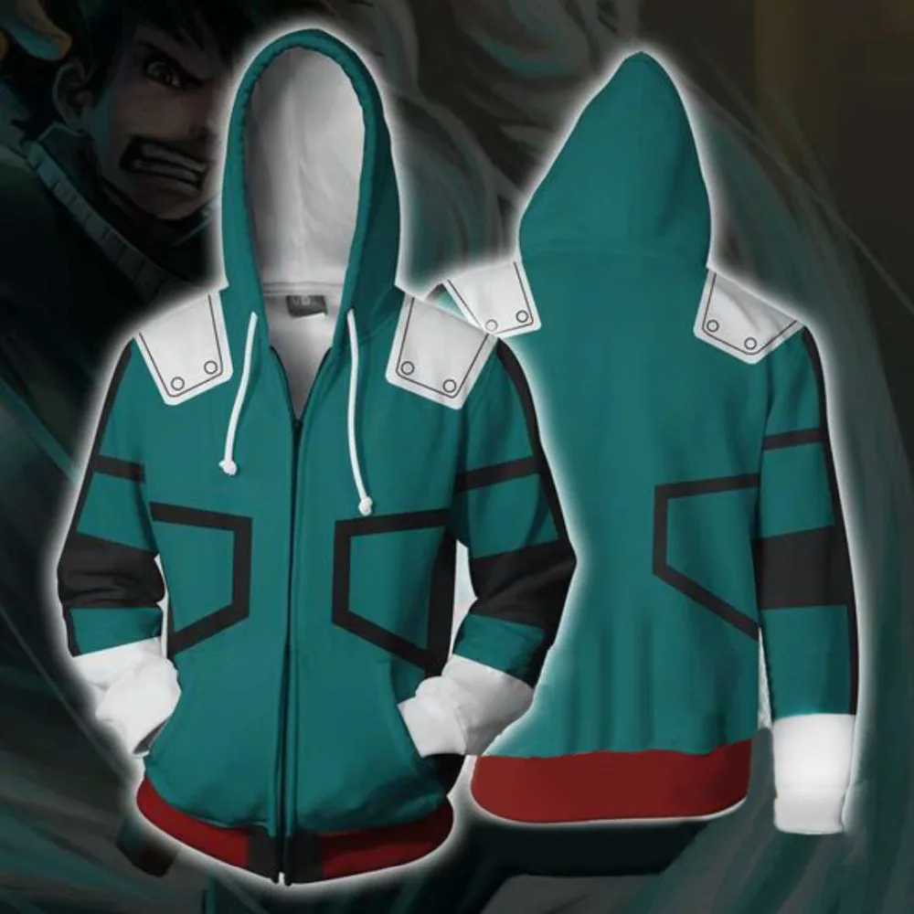 Толстовки для косплея My Hero Academy Midoriya izku толстовки с 3D принтом на молнии мужчин и