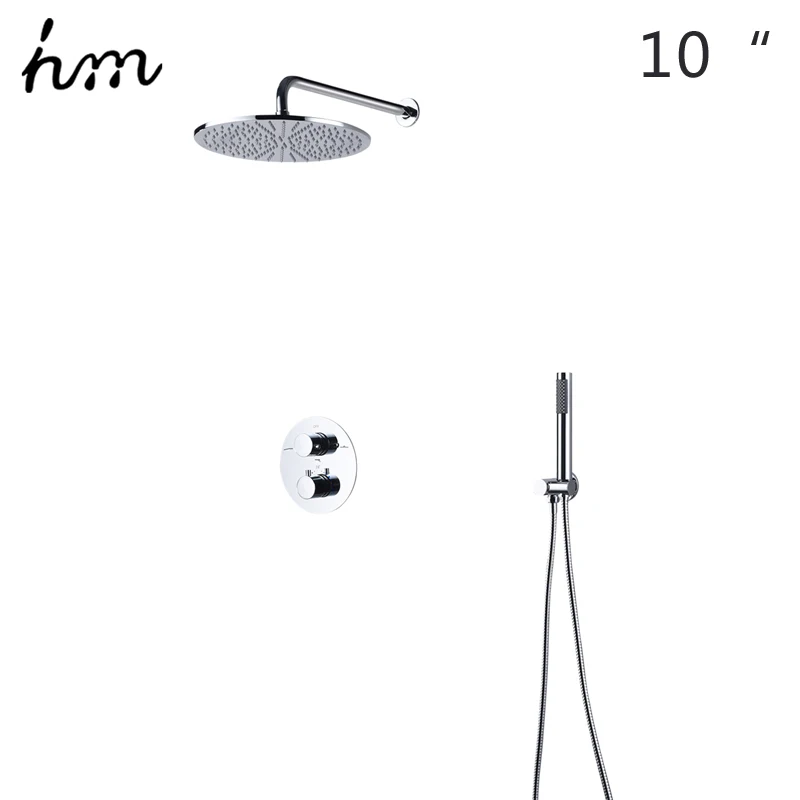 HM-810003-no led Hm термостатическая двойная Душевая система 10 дюймов или 8 дюймов латунный душевой набор - Цвет: HM-810003-no led