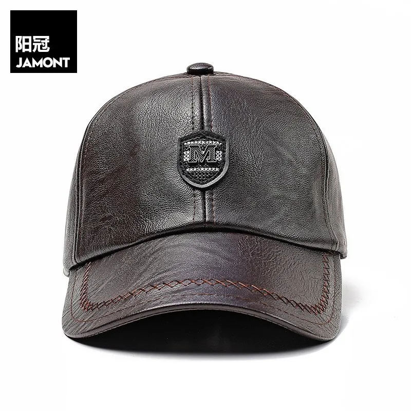 Бейсболка JAMONT мужская из ПУ кожи теплая Кепка шапка для папы черная Осень-зима |