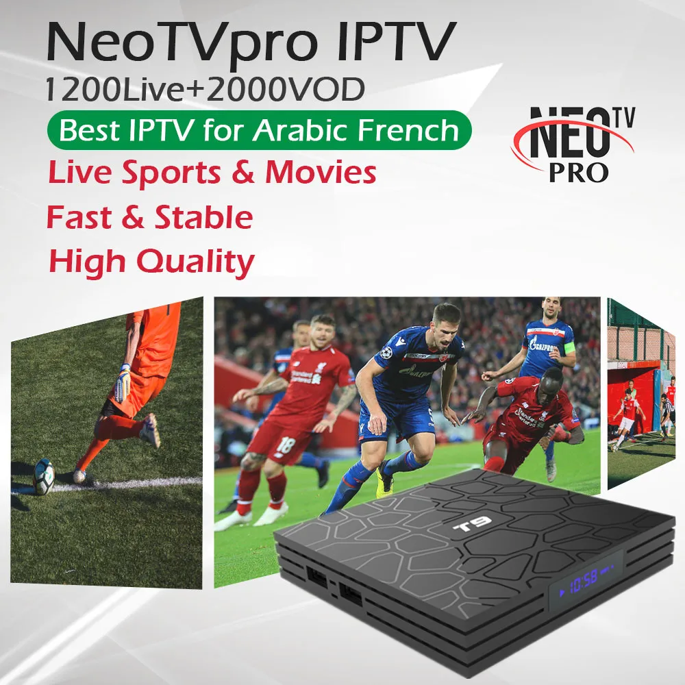 T9 Android 9,0 Smart tv Box+ 1 год французский арабский IP tv подписка Rockchip RK3318 4GB 64GB BT 4K GooglePlay Netflix телеприставка