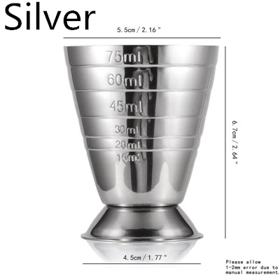 Silver Японский стиль нержавеющей стали Jigger бар мера - Цвет: Silver