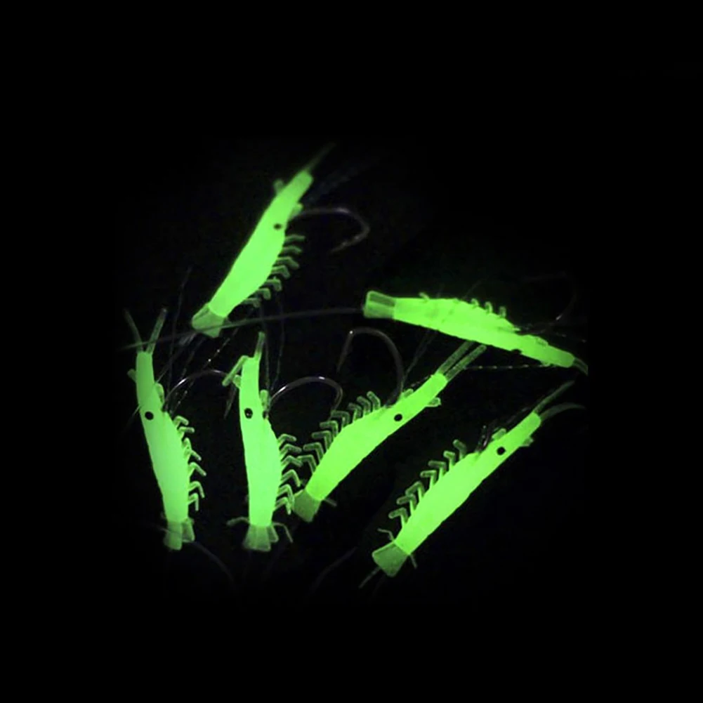 NEW 5 Pcs Luminous Shrimp Fishing Simulation Noctilucent Soft Prawn Lure Hooks Bait | Спорт и развлечения
