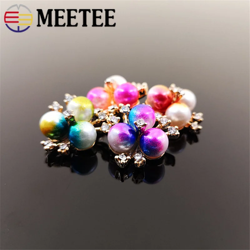 Meetee 20 шт. 2*2 см градиент цвета жемчужные пряжки бусины Цветок Кнопка DIY ювелирные