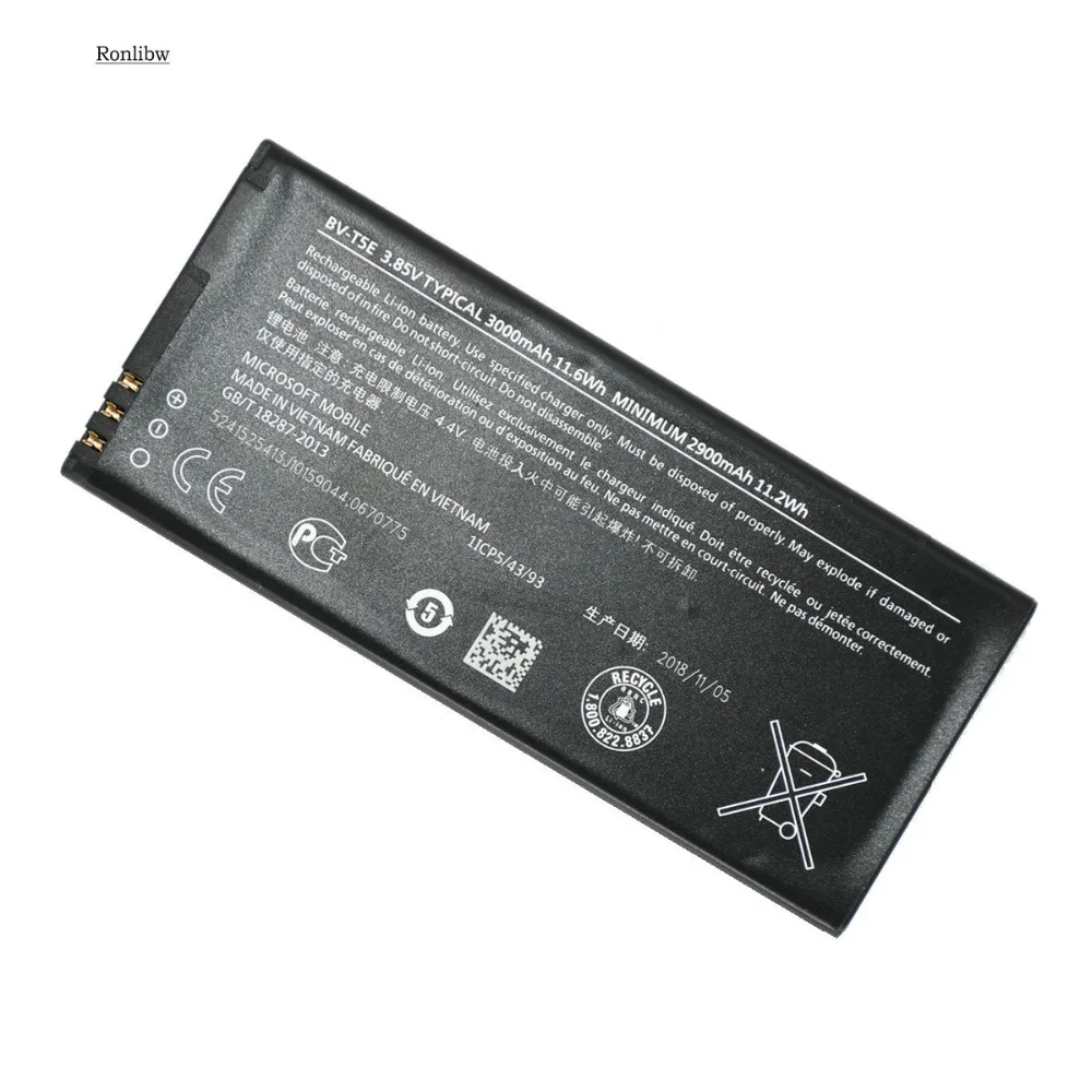 Ronlibw 3000 мА/ч, BV-T5E BVT5E Замена Батарея для Microsoft Lumia 950 RM-1106 RM-1104 RM-110 Батарея
