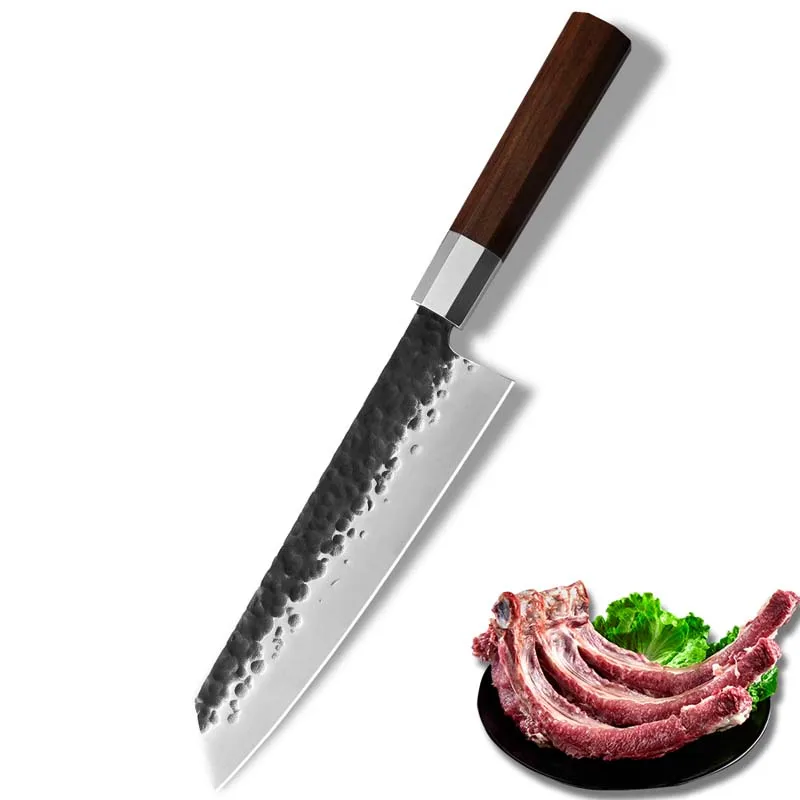 8 cleaver knife XYj 8 ''нож шеф-повара 7'' нож сантоку ручной работы, кованые ножи из углеродистой стали, Набор цветных ножей с деревянной ручкой в японском стиле - Color: 8 cleaver knife