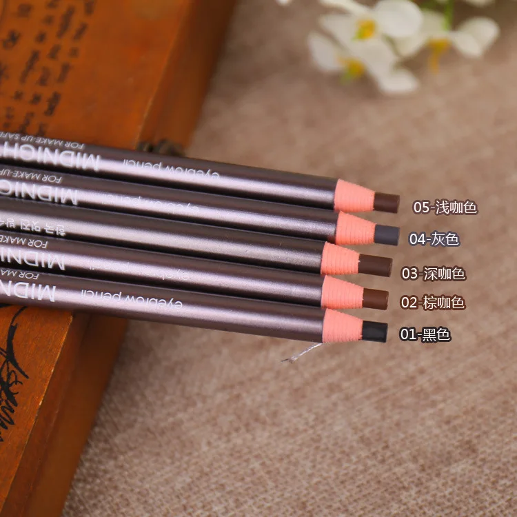 5 цветов водостойкие косметические карандаши для бровей темно серый черный