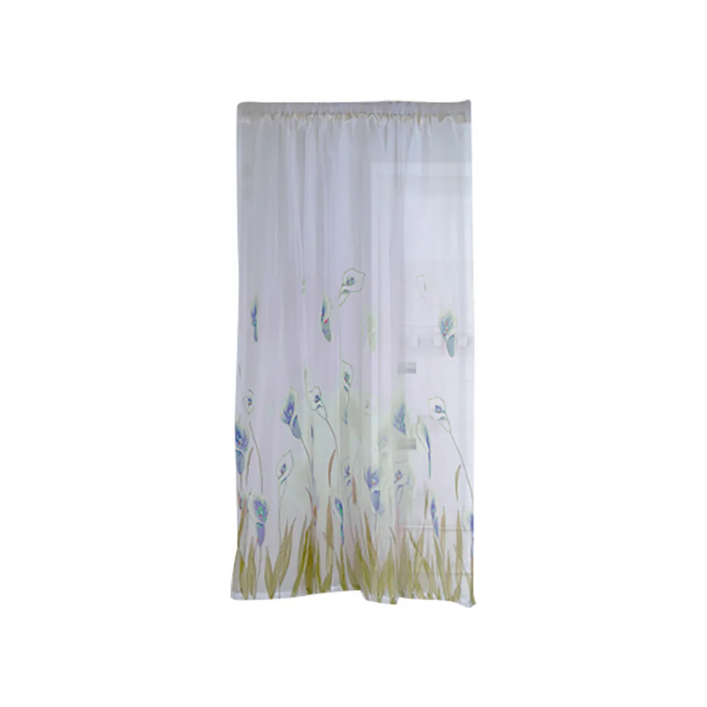 200x150cm Curtains For Living Room Daffodil Flower Print Tulle Curtain Handle Tulle Coveted 1 FabricWindow Decoration 67