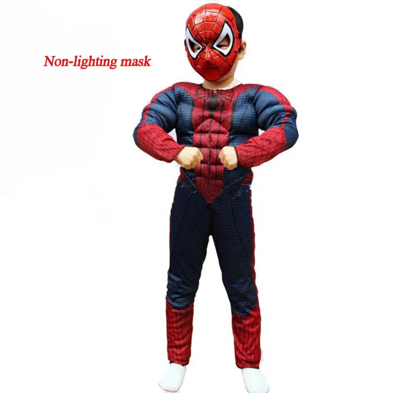Spidermen with mask Рождественский костюм супергероя спайдермена для мальчиков, костюм Капитана Америки, Бэтмена, Халка, Мстителей, детские костюмы для костюмированной вечеринки для мальчиков - Цвет: Spidermen with mask