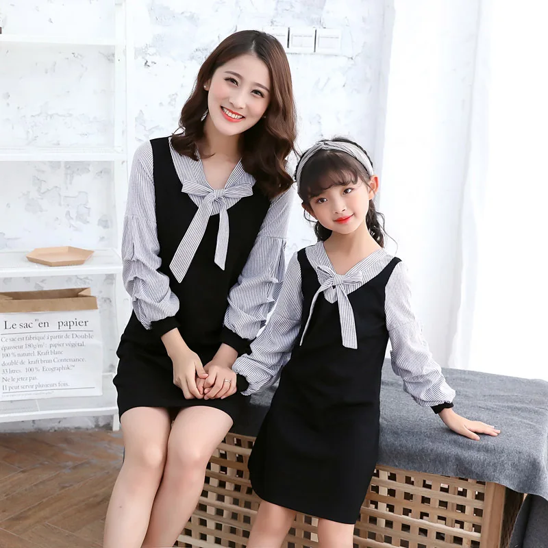 Платье для мамы и дочки модные платья принцессы с бантом одежда маленьких