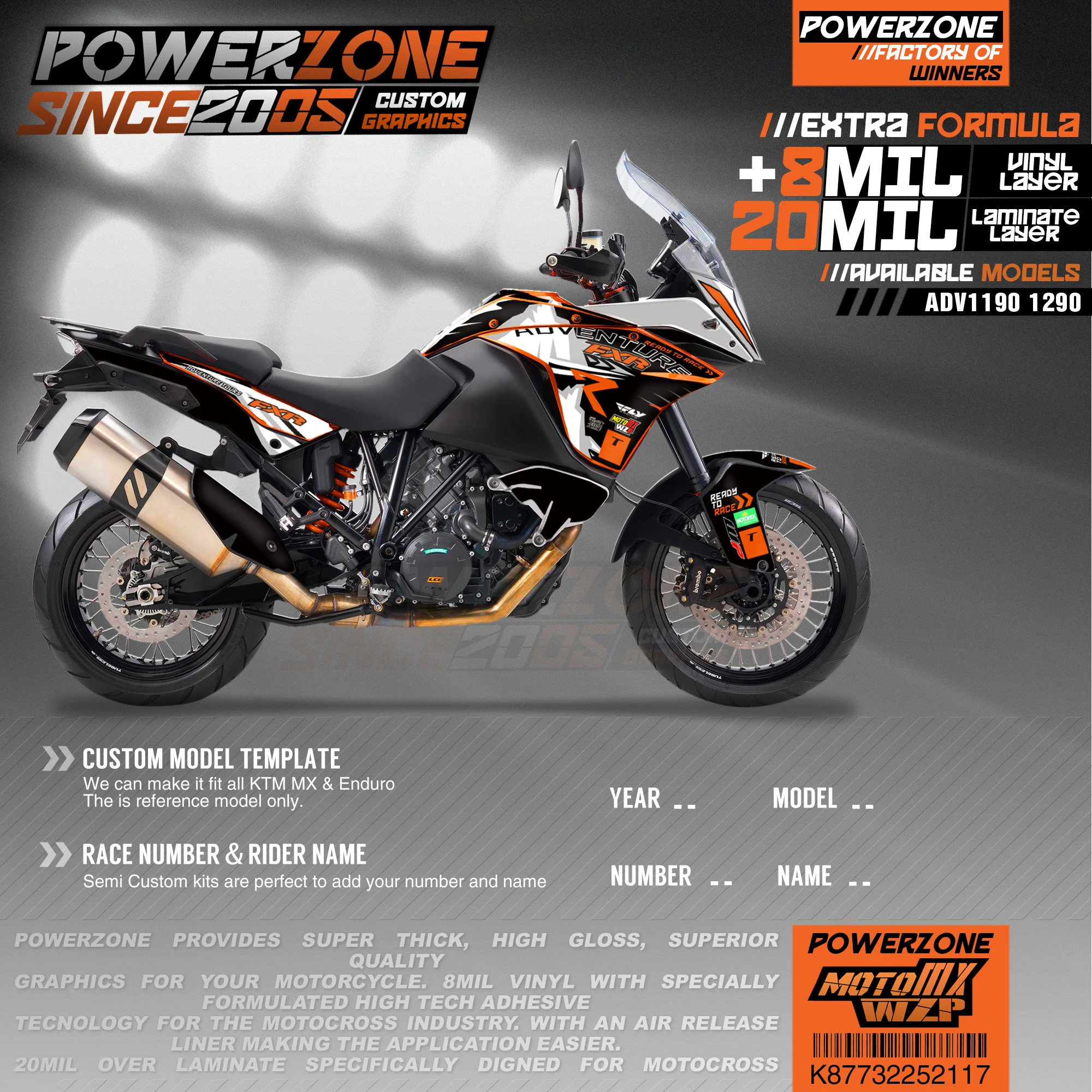 Персонализированные графические фоны PowerZone Team наклейки 3M Набор наклеек для KTM ADV