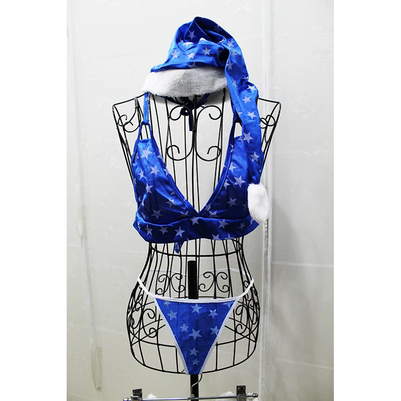 Новинка 2018 сексуальное синее рождественское бикини высокое качество для ночного