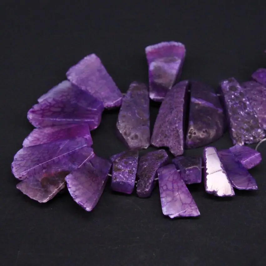 Approx27PCS/нить верхнее просверленные фиолетовые натуральные необработанные Агаты