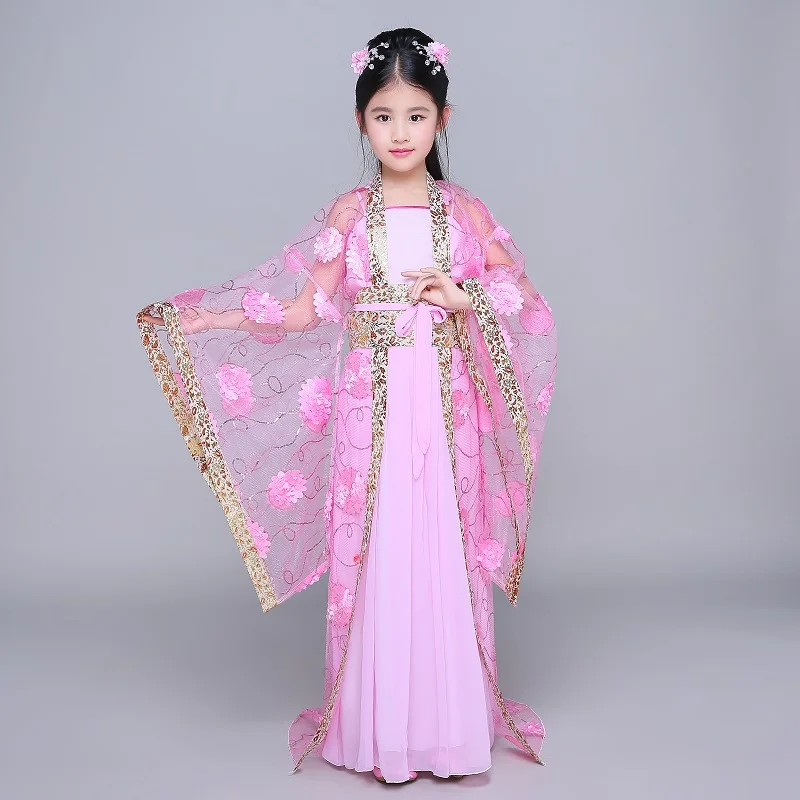 

Girl's Ancient Dramaturgic Dress Chinese Traditional Dance Costumes Children Girls Tang Dynasty Princess Dance Costum Cosplay