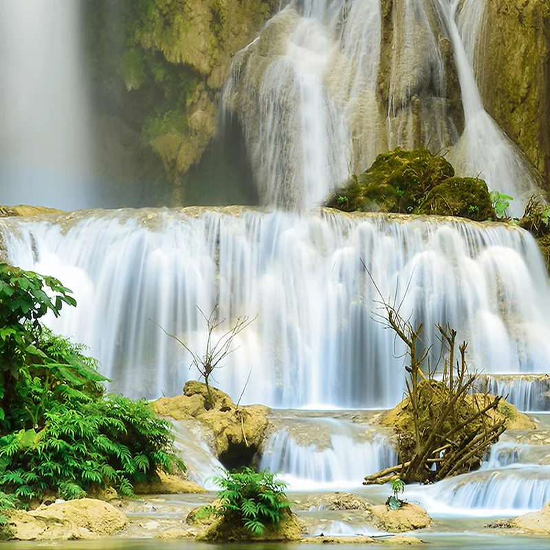 Водопад пейзаж 3D нетканый фон для телевизора фотообои гостиной спальни под заказ