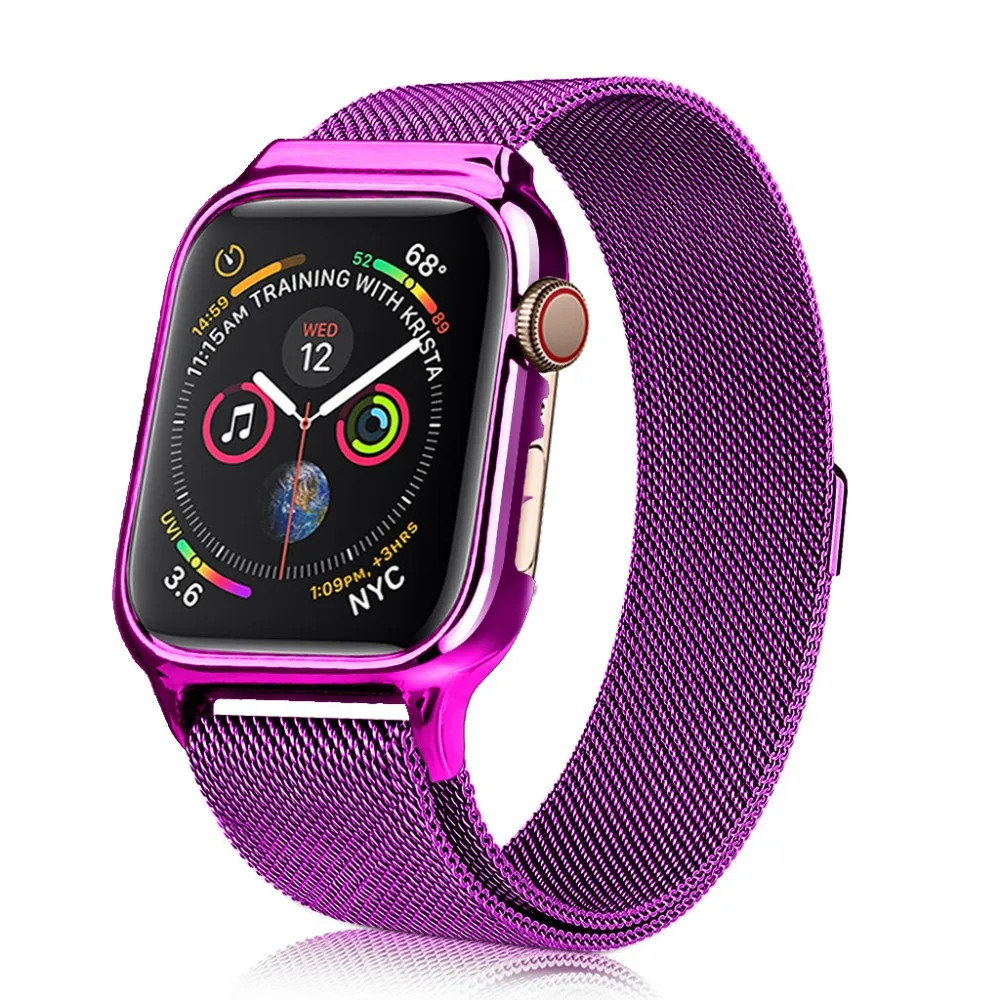 Магнитная Миланская петля, ремешок из нержавеющей стали, чехол для Apple Watch, ремешок 40 мм, 44 мм, чехол для iWatch, серия 4, 5, ремешок, бампер, рамка