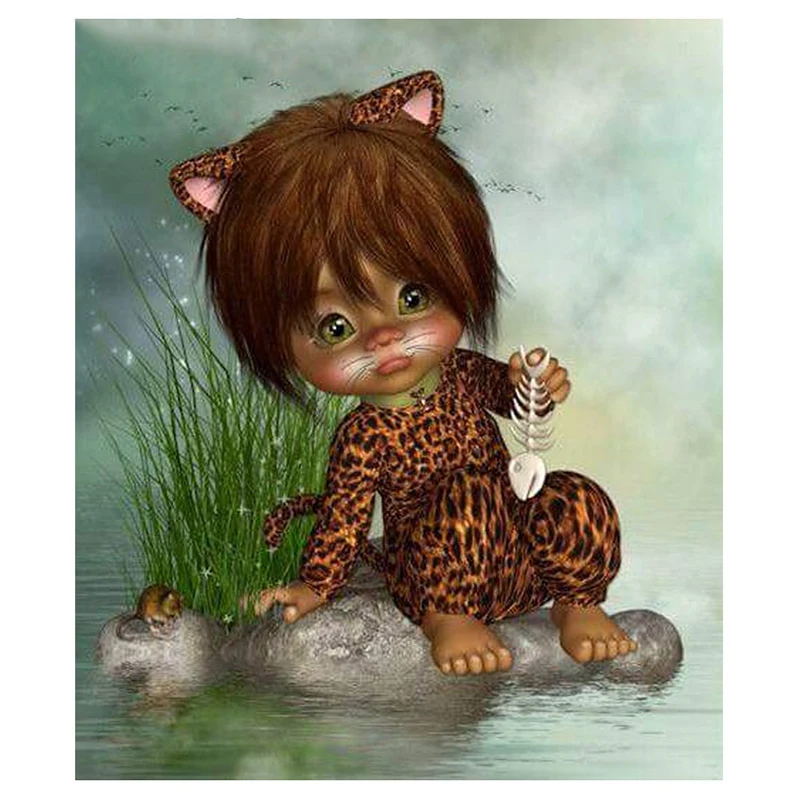 Алмазная картина вышивка крестиком и каллиграфия детская мультфильм Леопард