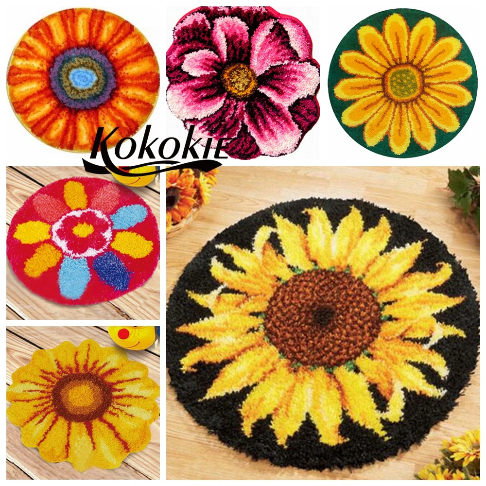 

latch hook rug kits carpet tapestry kits sun flower printed canvas accessories 3d carpet needle for carpet Foamiran for crafts
