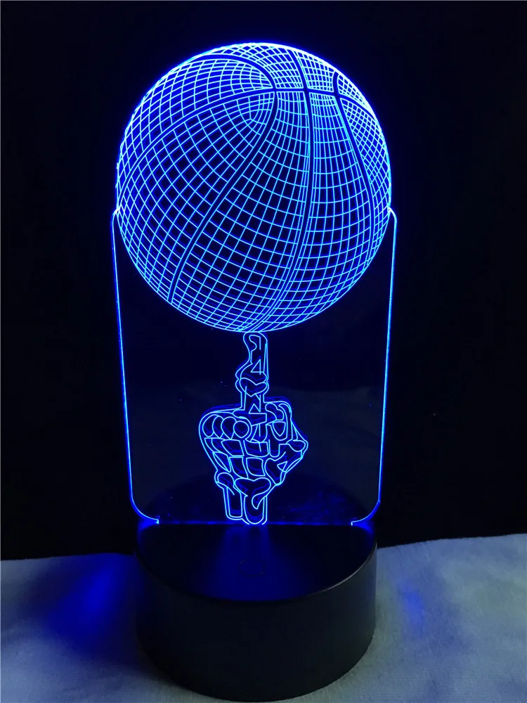 Креативная детская лампа средний Рисунок Топ Баскетбол 3D RBG ночное освещение 7