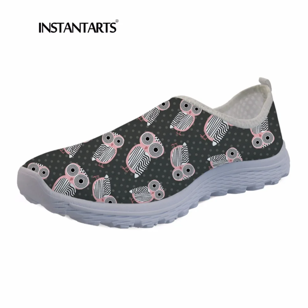 

INSTANTARTS Owl Sneakers 3D Cute Cartoon Animal Print Women Casual Summer Sneakers Beach Sneakers Youth Girl Non-slip Flats Shoe