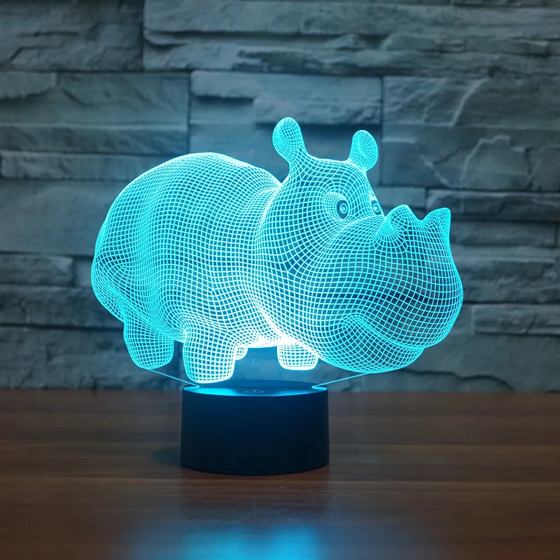 3d лампа в виде Бегемотика светодиодный светильник с сенсорным Usb экраном для
