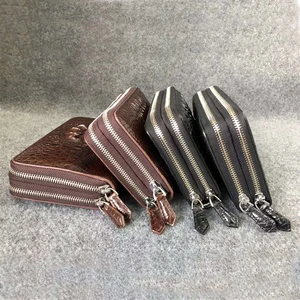 mens genuine crocodile leather wallet fashion multi functional double metal zipper clutch wallet with wrist strap ubej0003 free global shipping