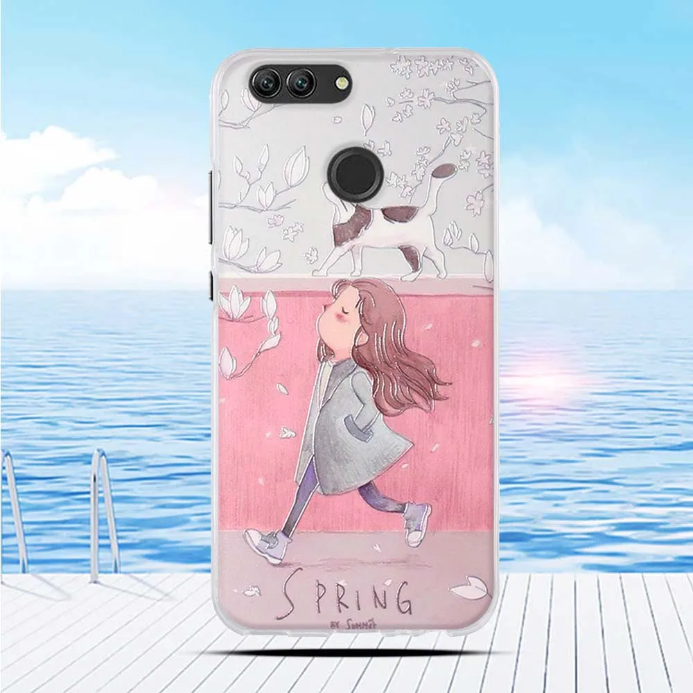 Чехол для Huawei Nova 2 PIC-AL00 с объемным рельефным рисунком цветов Мягкий силиконовый