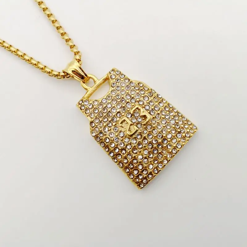 2019 Новый Полный Стразы Bling Мода номер 23 джерси кулон ожерелье нет. баскетбольная
