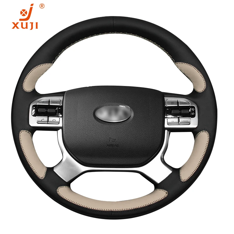XUJI First Layer Cattle Hide&ampSynthetic Leather 5D Flash Steering Wheel Cover for KIA Custom made hub Non-slip Easy DIY HOT SALE |