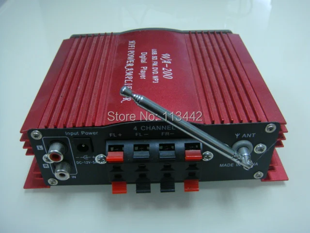 WA200 4-канальный автомобилей мини Hi-Fi стерео Усилитель Мощность AMP FM радио USB SD плеер