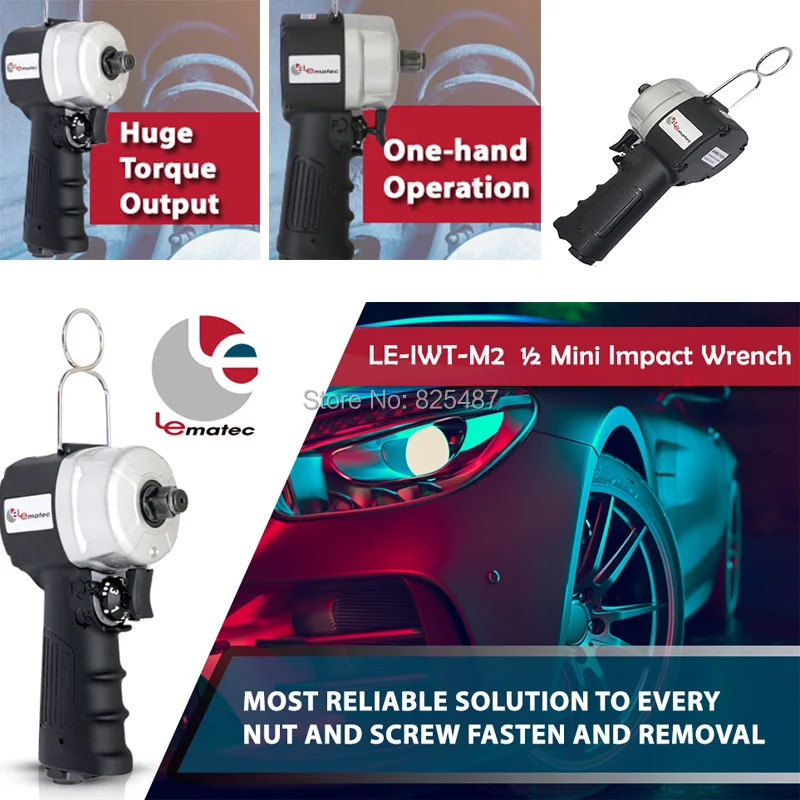 LEMATEC 1/2 дюйма Пневматический мини-гаечный ключ с воздушным ударом 785N.M большой