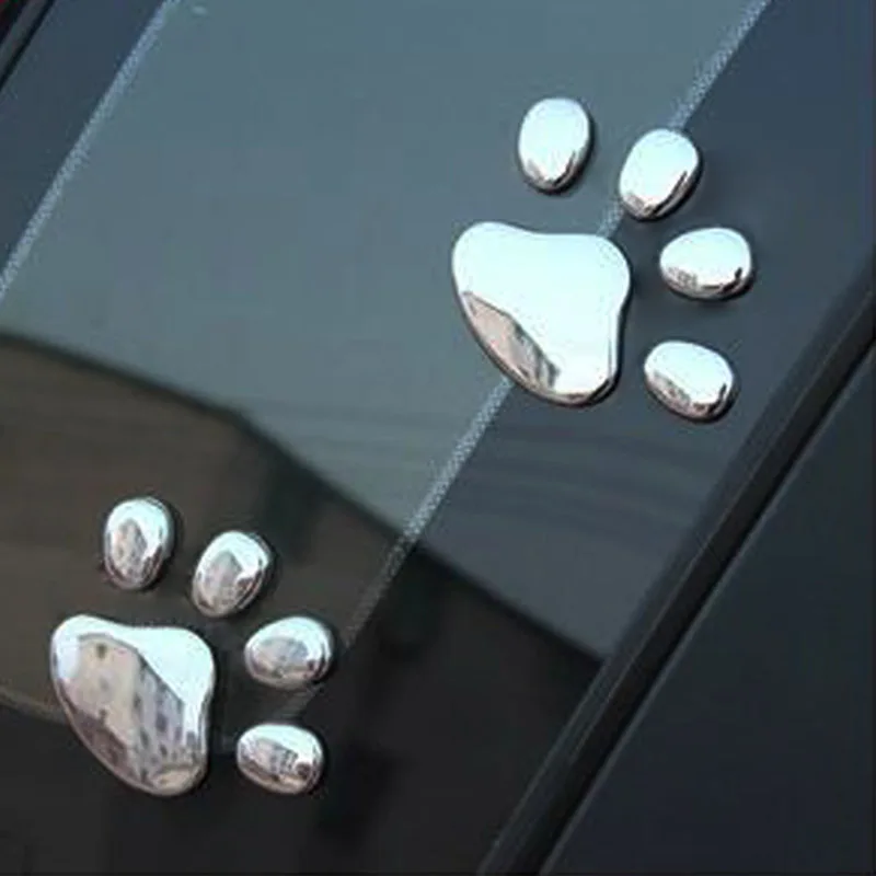 Автомобильная наклейка Серебряный 3D хромированный Медвежонок лапа значок