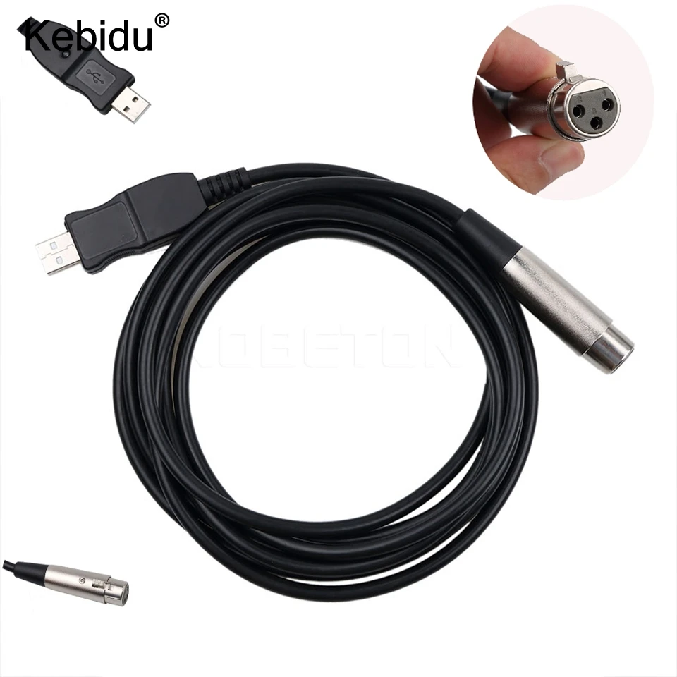 Kebidu 10 шт./лот 3 м USB штекер Pin XLR Женский кабель для микрофона MIC Studio Audio Link черный|xlr xlr