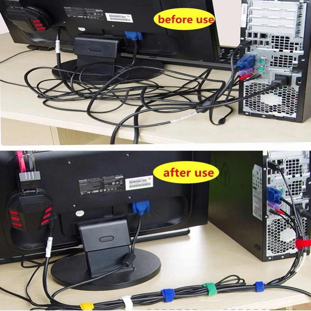 50 шт. многоразовые крюк и петля крепления платы PC ТВ компьютерный кабель