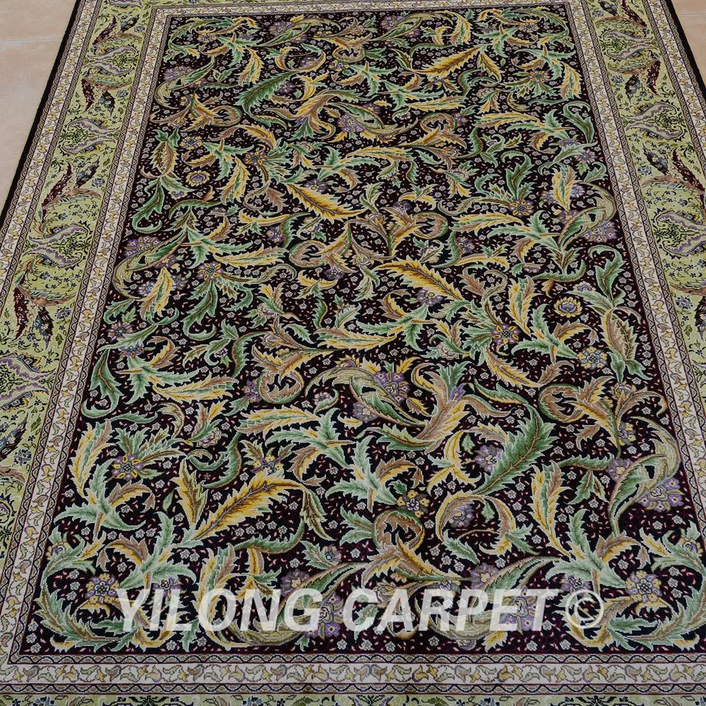 Традиционный турецкий коврик Yilong 4 'x 6' Тебриз зеленый выгодный античный